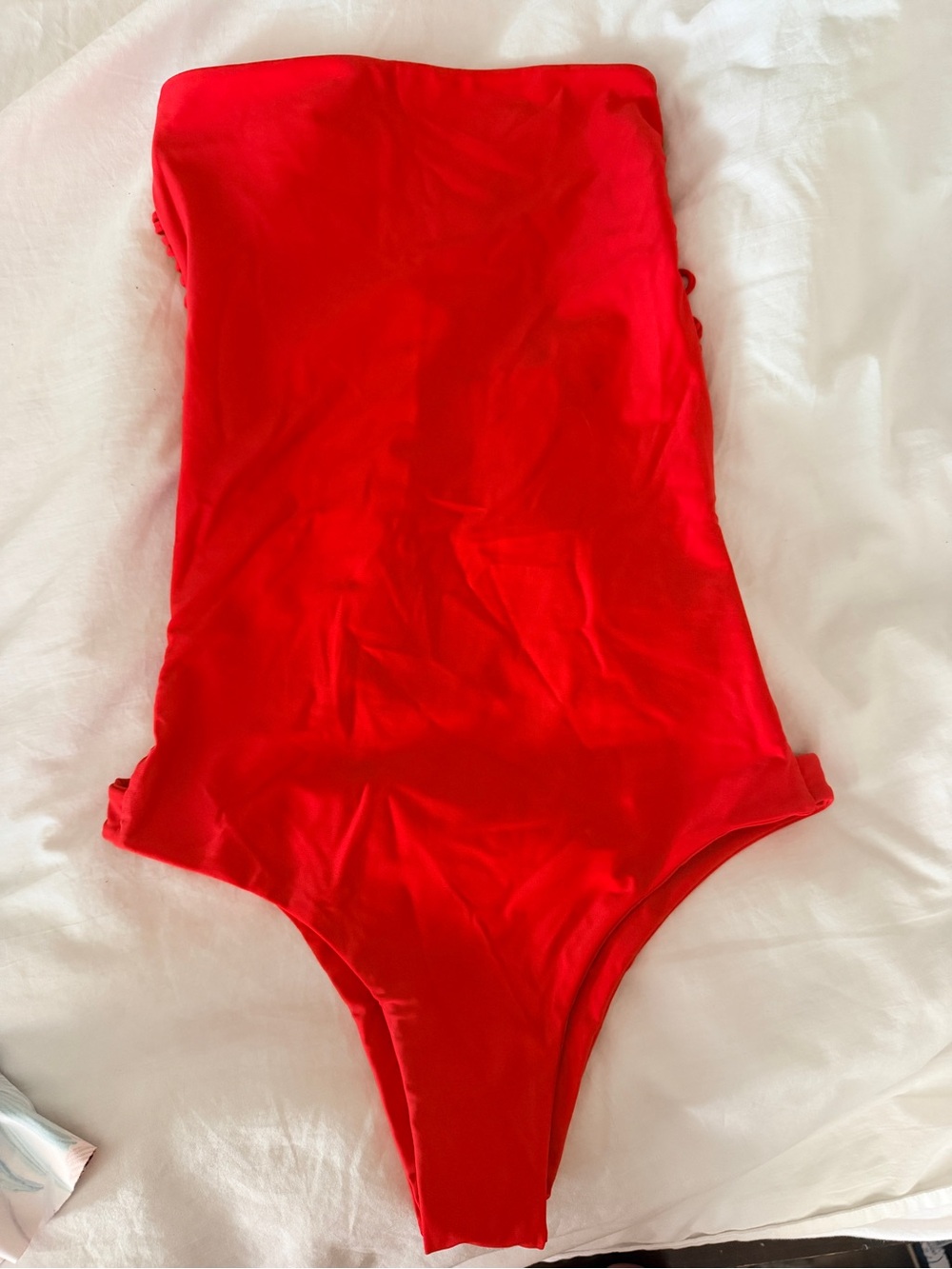 Mikoh Bright Red Strapless One-Piece Swimsuit